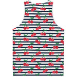 Cherry Striped Pattern Print Men's Tank Top
