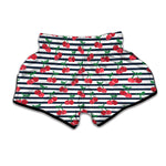 Cherry Striped Pattern Print Muay Thai Boxing Shorts
