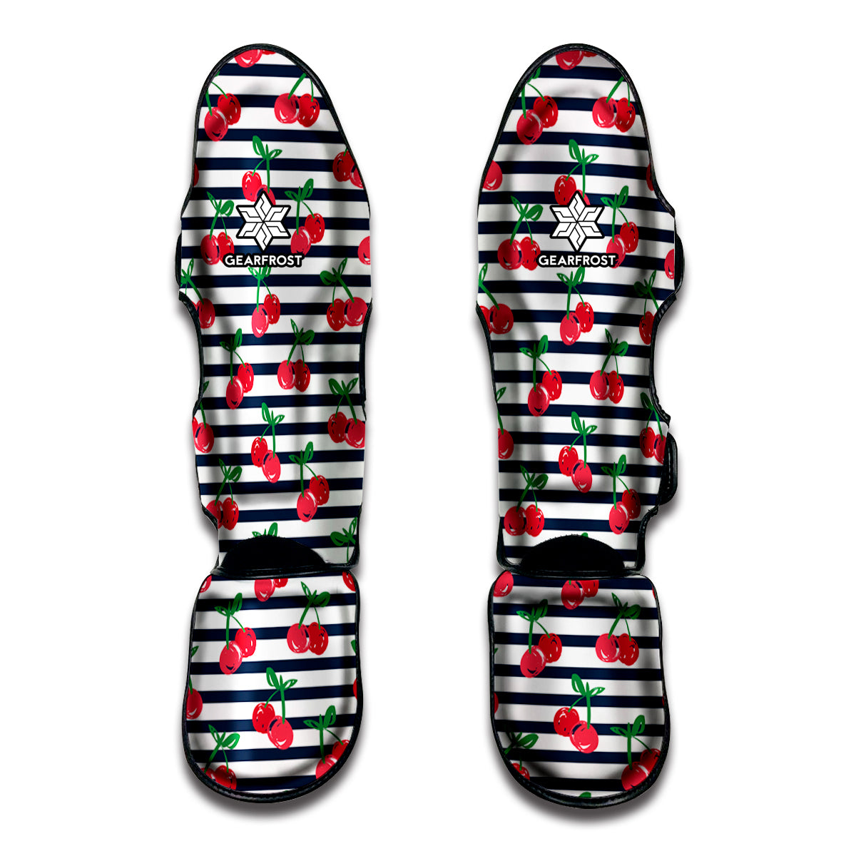 Cherry Striped Pattern Print Muay Thai Shin Guard