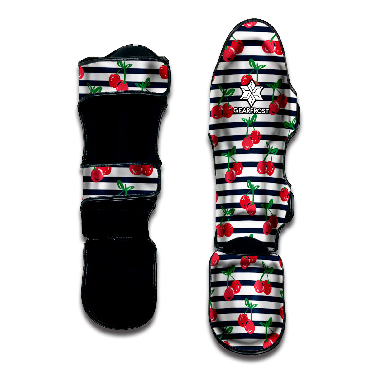 Cherry Striped Pattern Print Muay Thai Shin Guard