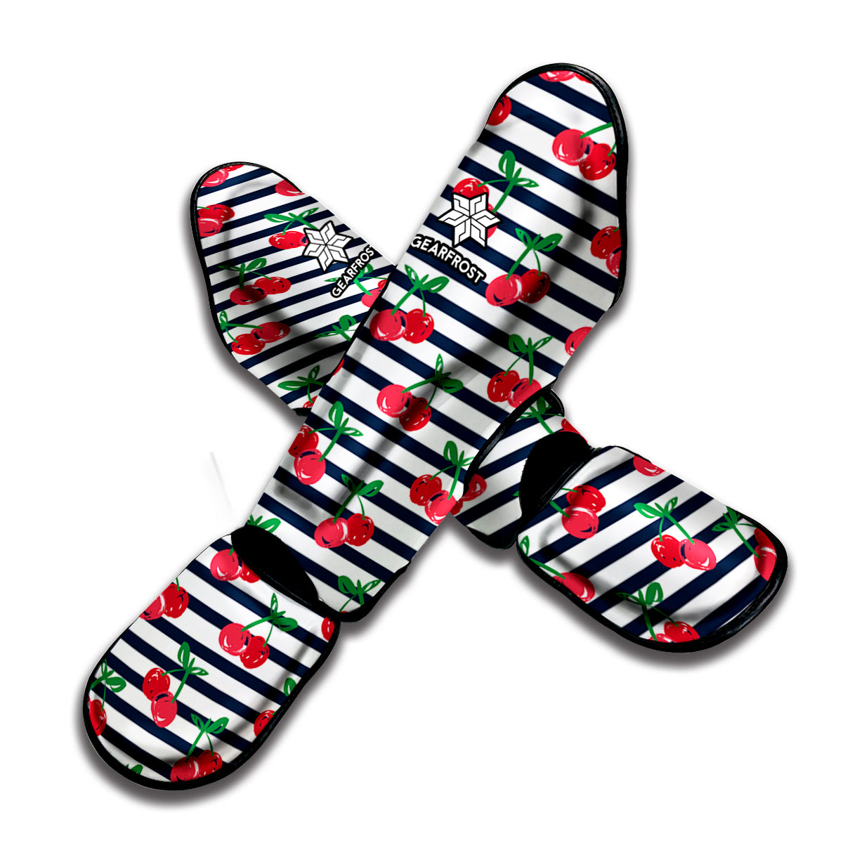 Cherry Striped Pattern Print Muay Thai Shin Guard