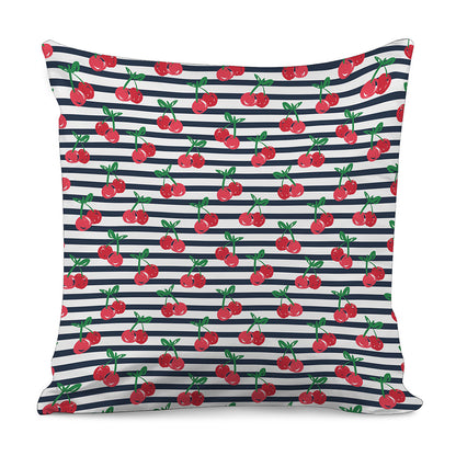 Cherry Striped Pattern Print Pillow Cover
