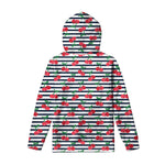Cherry Striped Pattern Print Pullover Hoodie