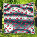 Cherry Striped Pattern Print Quilt