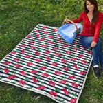 Cherry Striped Pattern Print Quilt