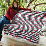 Cherry Striped Pattern Print Quilt