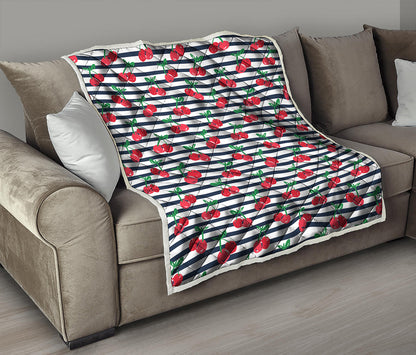 Cherry Striped Pattern Print Quilt