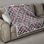Cherry Striped Pattern Print Quilt