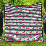 Cherry Striped Pattern Print Quilt