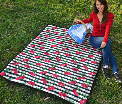 Cherry Striped Pattern Print Quilt