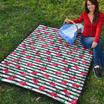 Cherry Striped Pattern Print Quilt