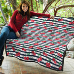Cherry Striped Pattern Print Quilt