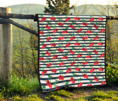 Cherry Striped Pattern Print Quilt
