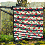 Cherry Striped Pattern Print Quilt