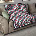 Cherry Striped Pattern Print Quilt