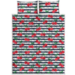 Cherry Striped Pattern Print Quilt Bed Set