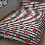 Cherry Striped Pattern Print Quilt Bed Set