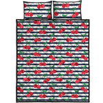 Cherry Striped Pattern Print Quilt Bed Set