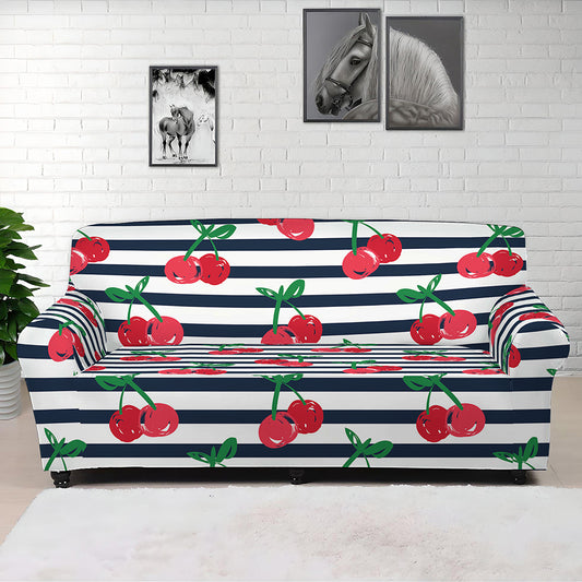 Cherry Striped Pattern Print Sofa Cover