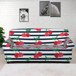 Cherry Striped Pattern Print Sofa Cover