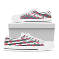 Cherry Striped Pattern Print White Low Top Sneakers