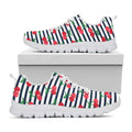 Cherry Striped Pattern Print White Running Shoes