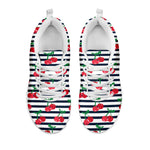 Cherry Striped Pattern Print White Sneakers