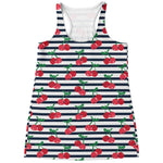 Cherry Striped Pattern Print Women's Racerback Tank Top