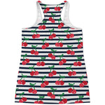Cherry Striped Pattern Print Women's Racerback Tank Top