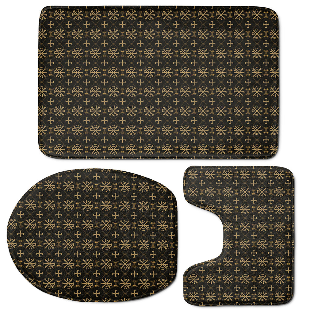 Chi Rho Orthodox Pattern Print 3 Piece Bath Mat Set