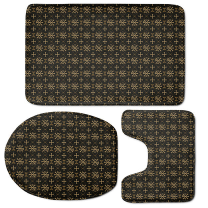 Chi Rho Orthodox Pattern Print 3 Piece Bath Mat Set