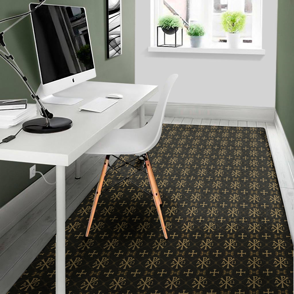 Chi Rho Orthodox Pattern Print Area Rug