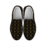 Chi Rho Orthodox Pattern Print Black Slip On Shoes