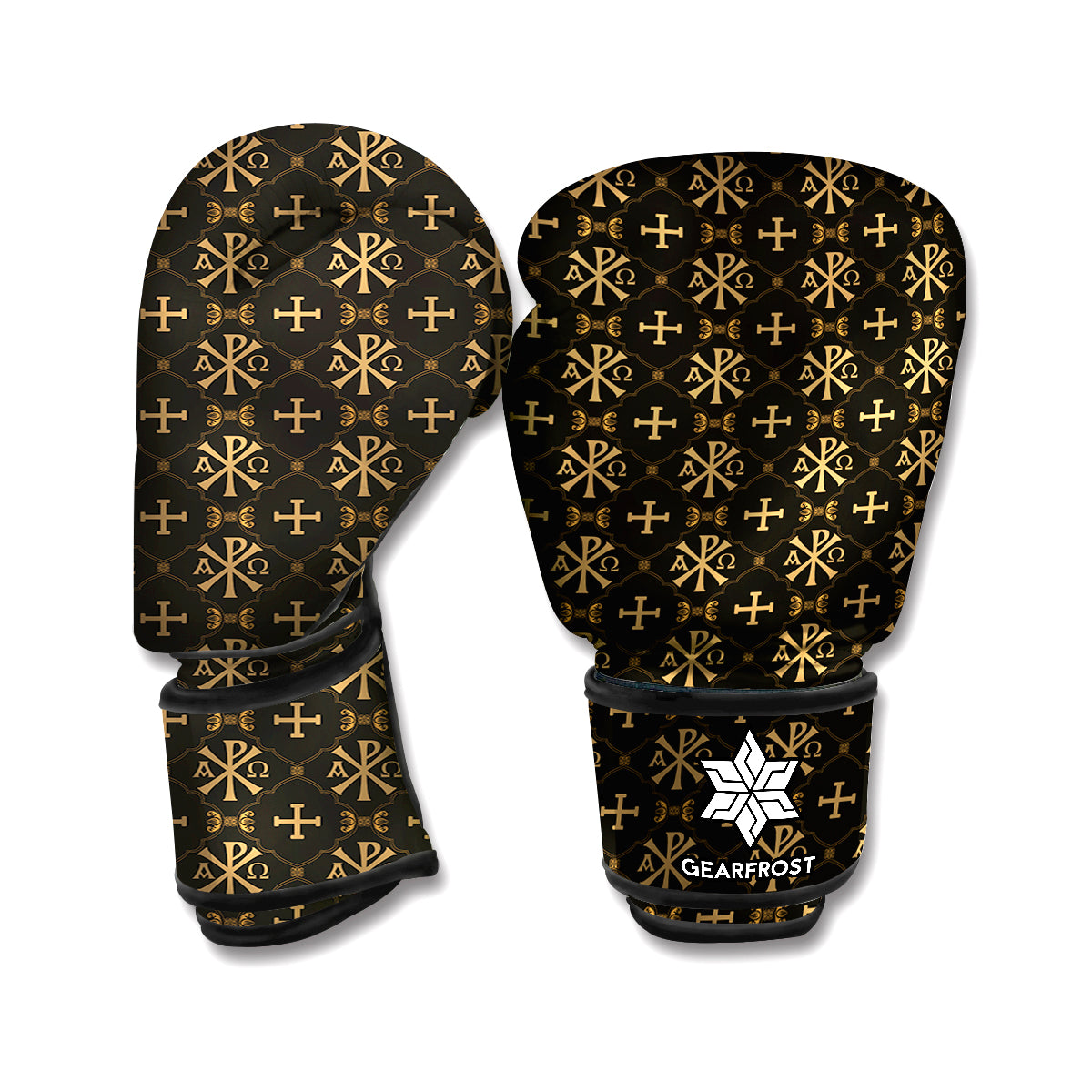 Chi Rho Orthodox Pattern Print Boxing Gloves