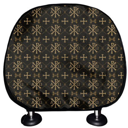 Chi Rho Orthodox Pattern Print Car Headrest Covers