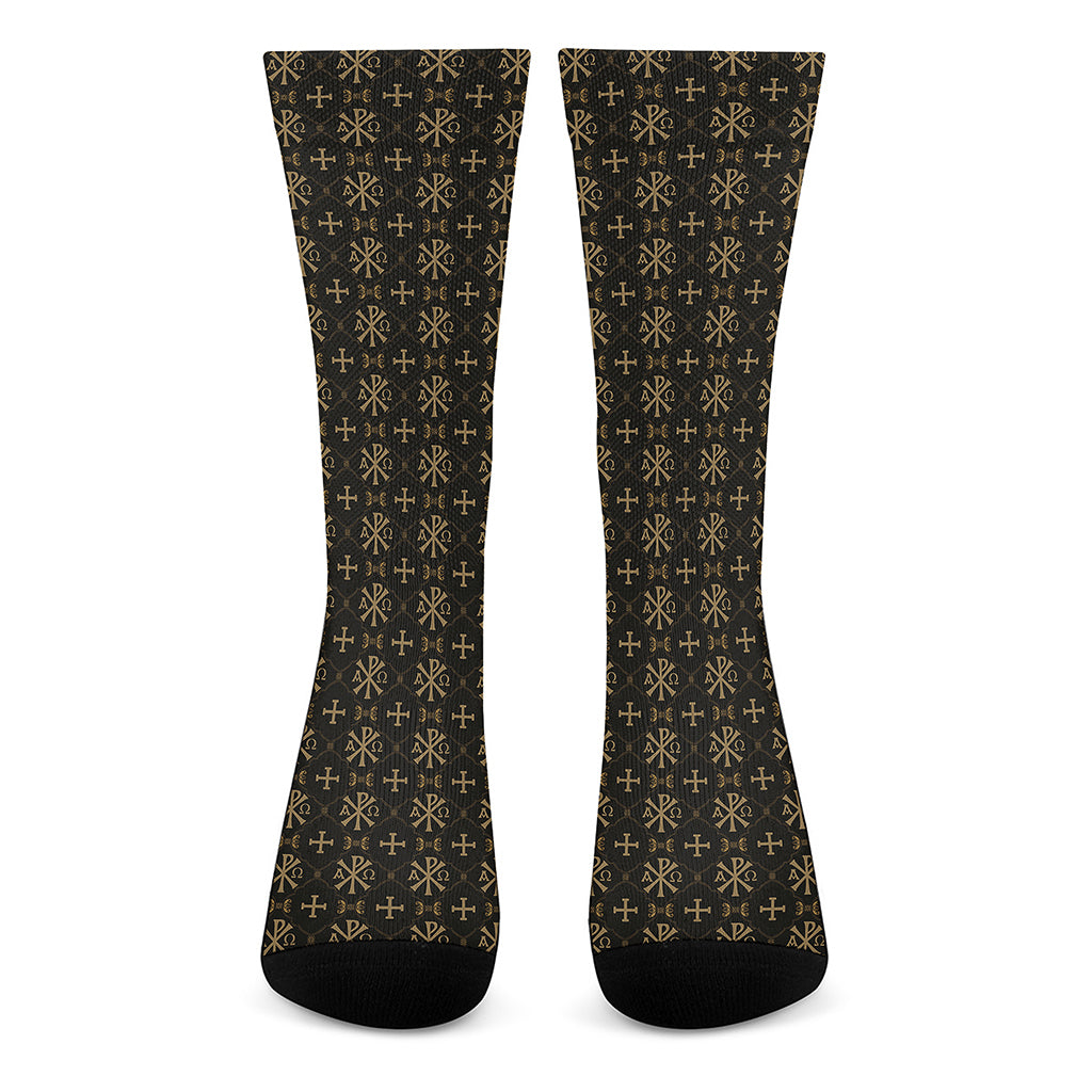 Chi Rho Orthodox Pattern Print Crew Socks