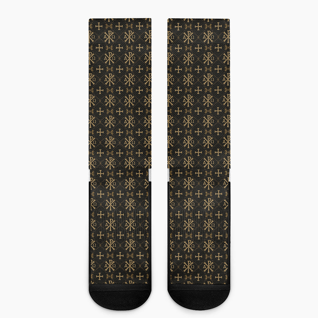 Chi Rho Orthodox Pattern Print Crew Socks