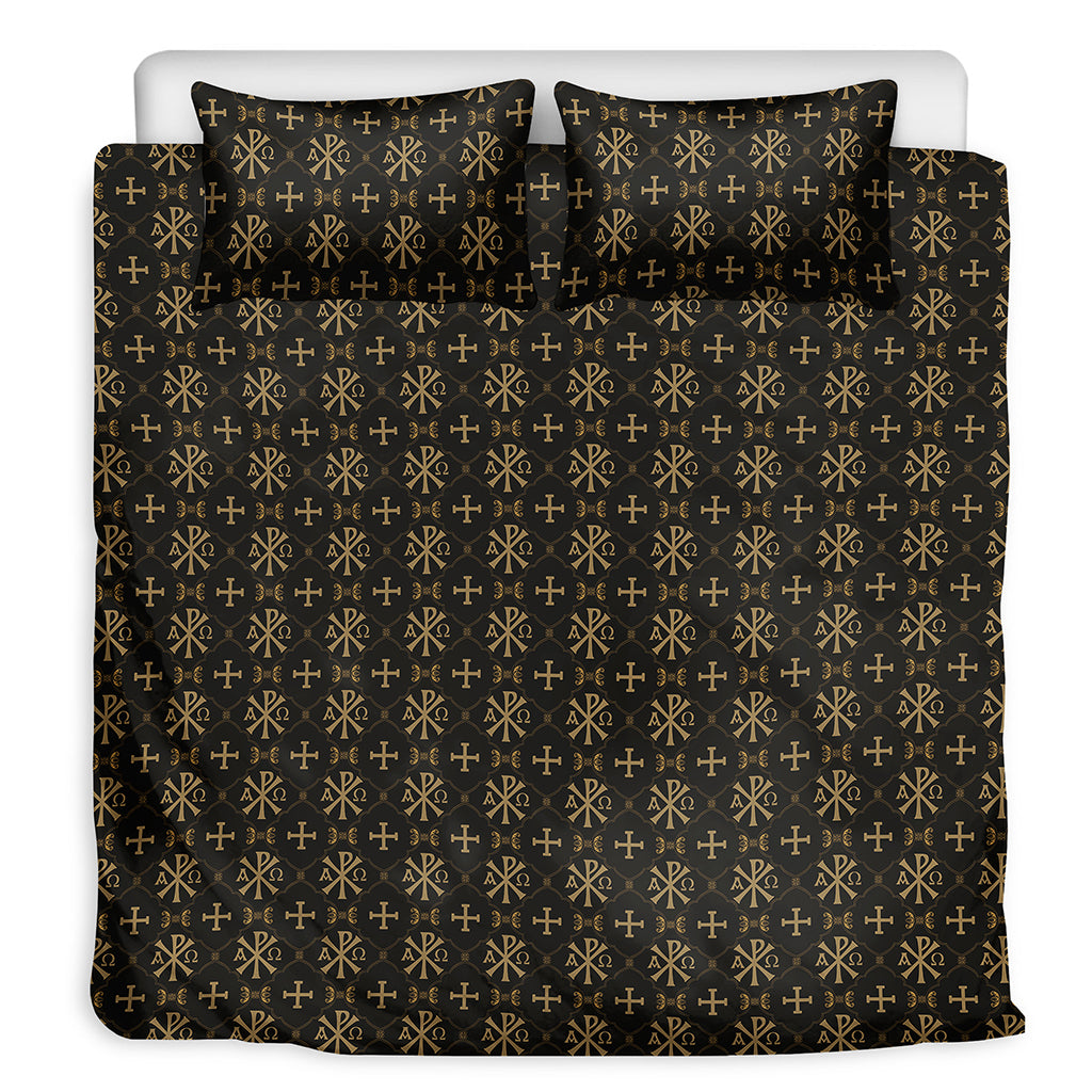 Chi Rho Orthodox Pattern Print Duvet Cover Bedding Set