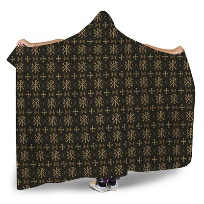 Chi Rho Orthodox Pattern Print Hooded Blanket