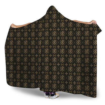 Chi Rho Orthodox Pattern Print Hooded Blanket