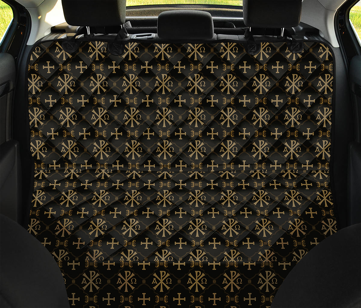 Chi Rho Orthodox Pattern Print Pet Car Back Seat Cover