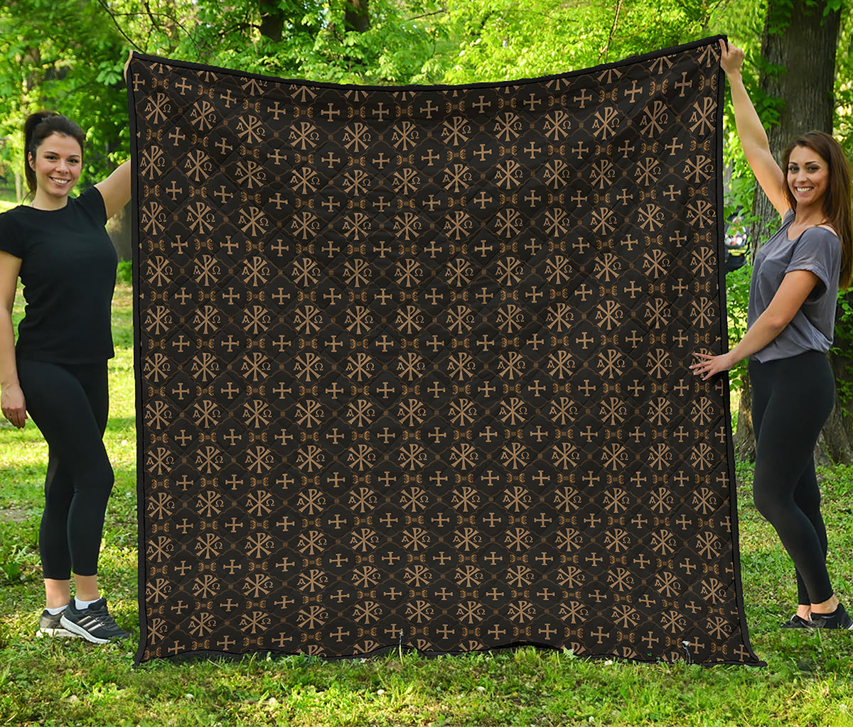 Chi Rho Orthodox Pattern Print Quilt
