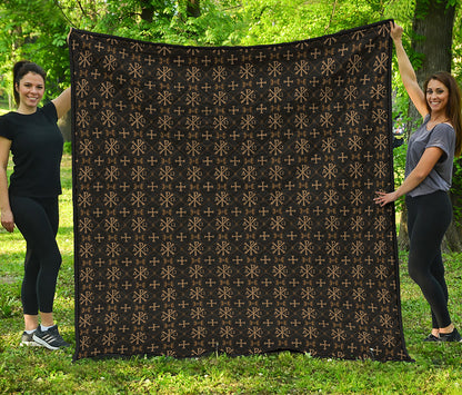 Chi Rho Orthodox Pattern Print Quilt