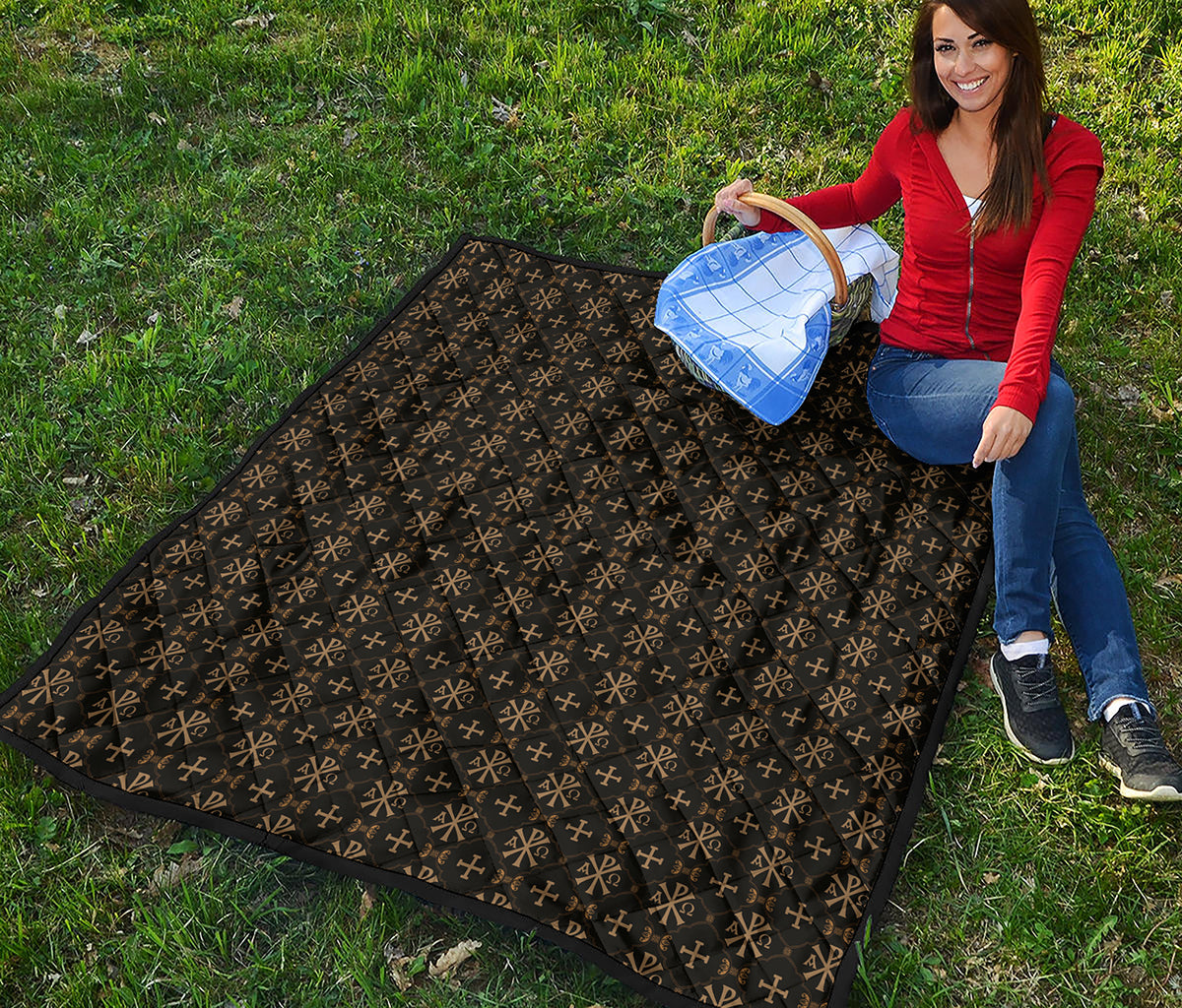 Chi Rho Orthodox Pattern Print Quilt