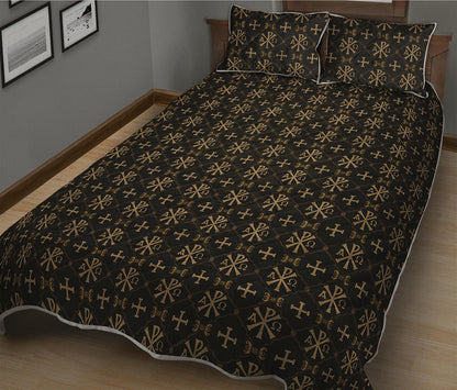 Chi Rho Orthodox Pattern Print Quilt Bed Set