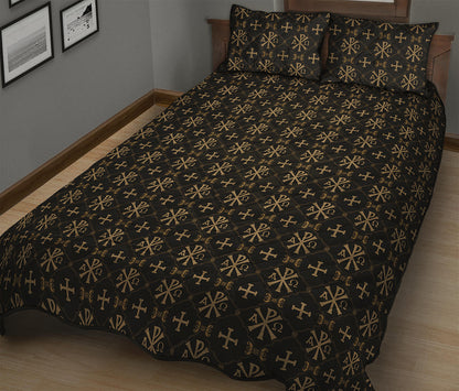 Chi Rho Orthodox Pattern Print Quilt Bed Set
