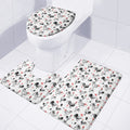 Chicken Ink Painting Pattern Print 3 Piece Bath Mat Set