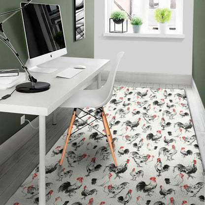 Chicken Ink Painting Pattern Print Area Rug