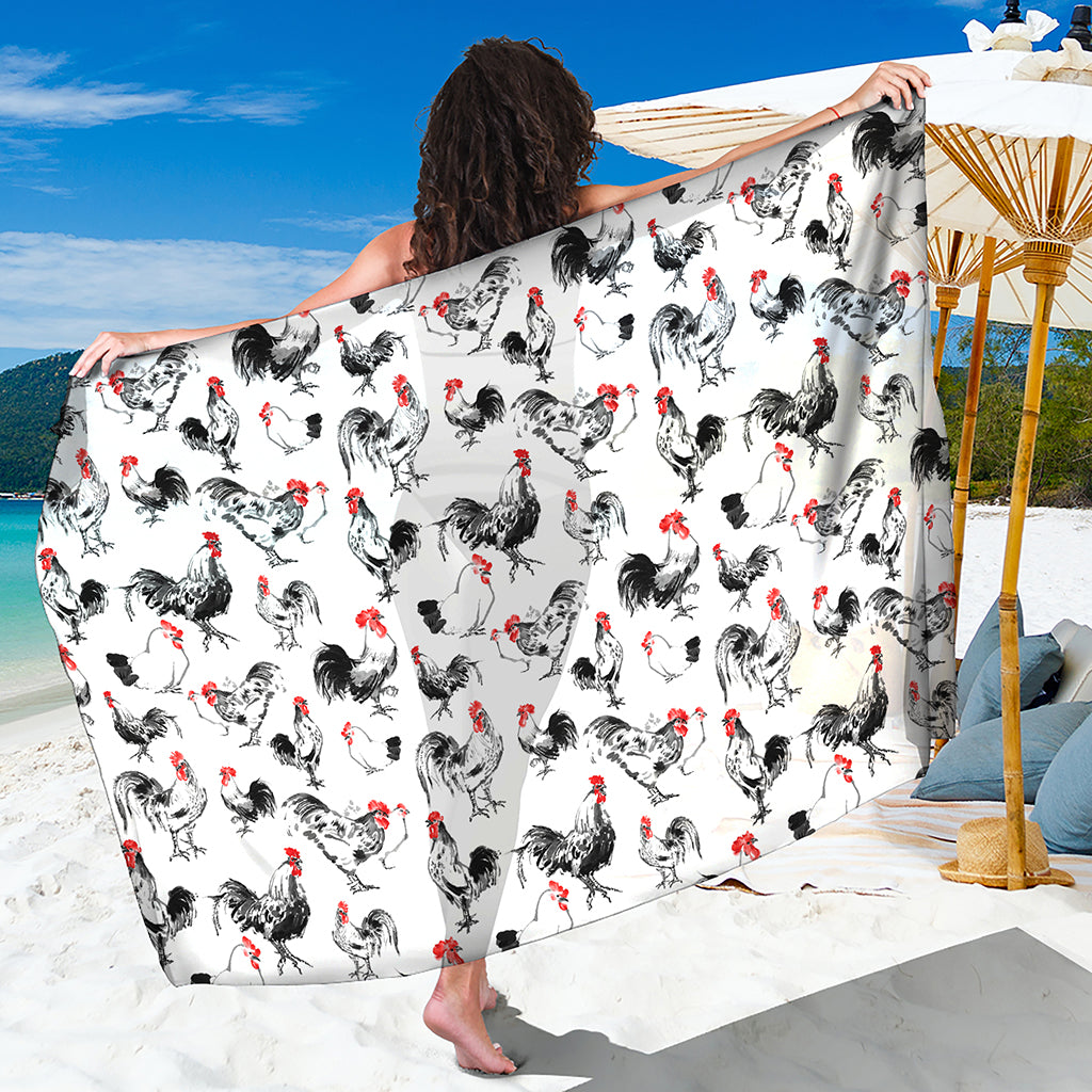 Chicken Ink Painting Pattern Print Beach Sarong Wrap