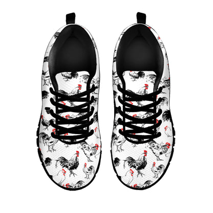 Chicken Ink Painting Pattern Print Black Sneakers